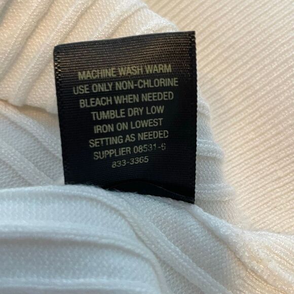 Worthington Mock Neck Sleeveless Pullover Sweater White Ribbed Knit M - Picture 5 of 5